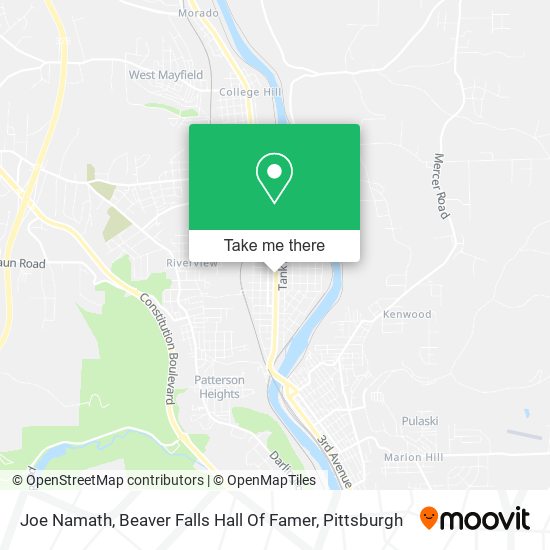 Mapa de Joe Namath, Beaver Falls Hall Of Famer