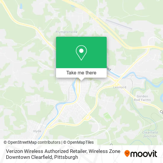 Verizon Wireless Authorized Retailer, Wireless Zone Downtown Clearfield map