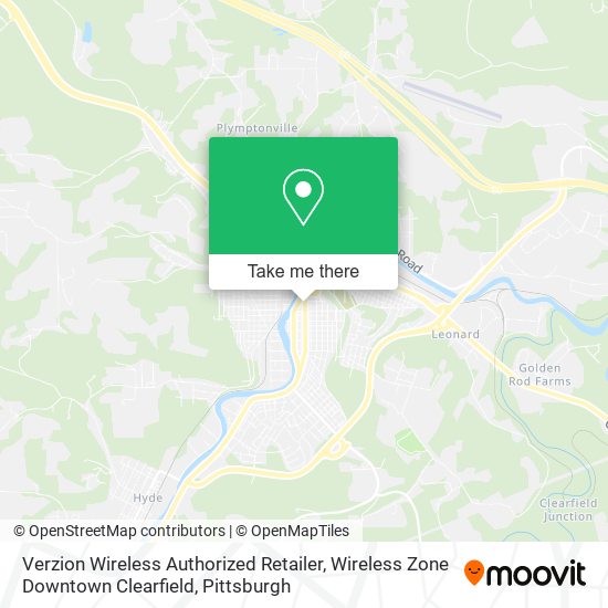 Verzion Wireless Authorized Retailer, Wireless Zone Downtown Clearfield map