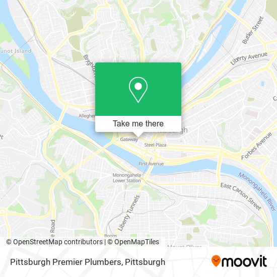 Pittsburgh Premier Plumbers map