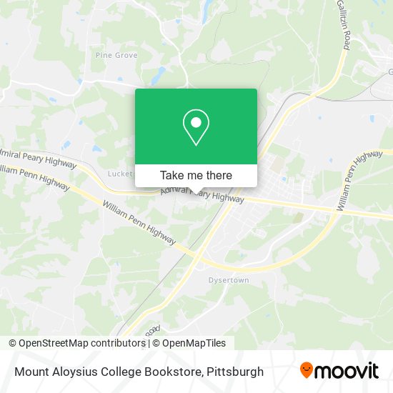 Mount Aloysius College Bookstore map
