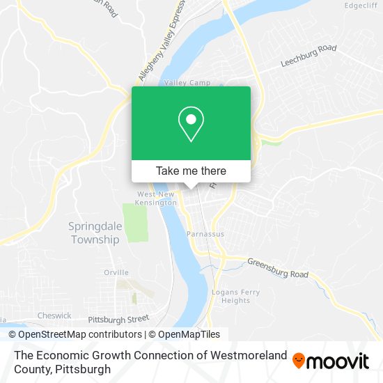 The Economic Growth Connection of Westmoreland County map