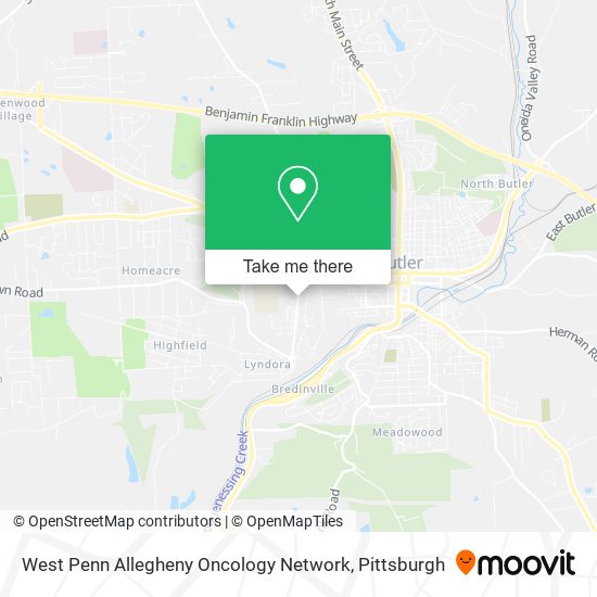 West Penn Allegheny Oncology Network map