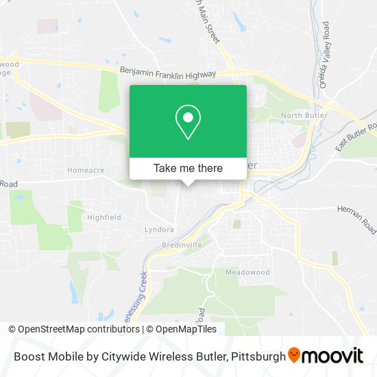 Mapa de Boost Mobile by Citywide Wireless Butler