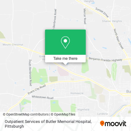 Mapa de Outpatient Services of Butler Memorial Hospital