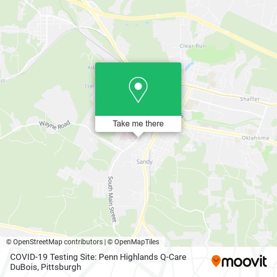 Mapa de COVID-19 Testing Site: Penn Highlands Q-Care DuBois