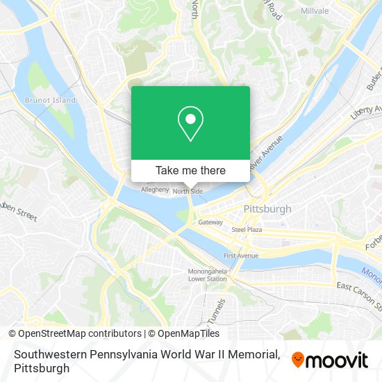 Mapa de Southwestern Pennsylvania World War II Memorial