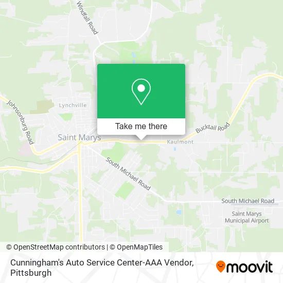 Cunningham's Auto Service Center-AAA Vendor map