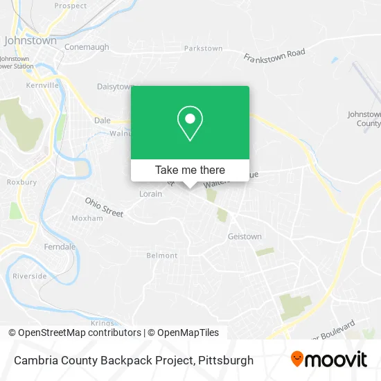 Cambria County Backpack Project map