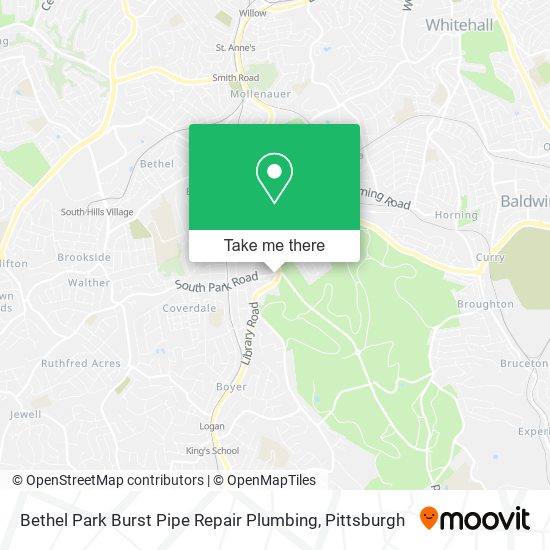 Mapa de Bethel Park Burst Pipe Repair Plumbing