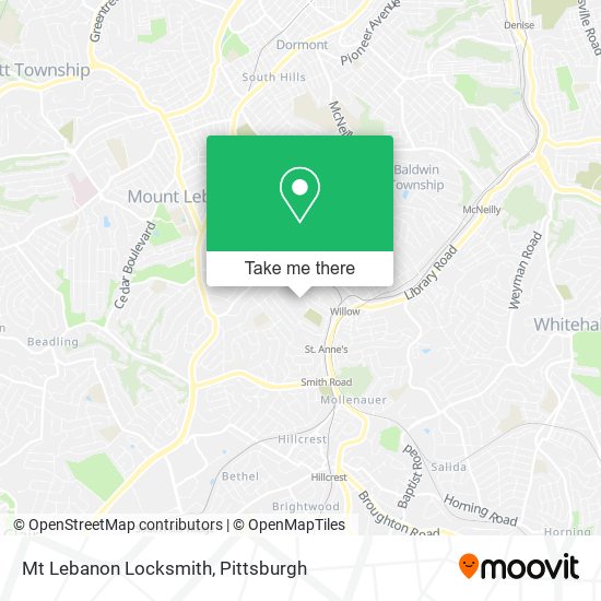 Mapa de Mt Lebanon Locksmith