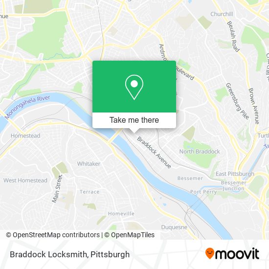 Mapa de Braddock Locksmith