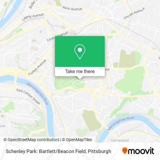 Mapa de Schenley Park: Bartlett / Beacon Field