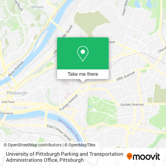 University of Pittsburgh Parking and Transportation Administrations Office map