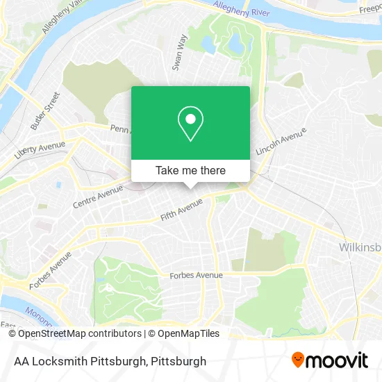 AA Locksmith Pittsburgh map