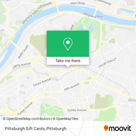 Mapa de Pittsburgh Gift Cards