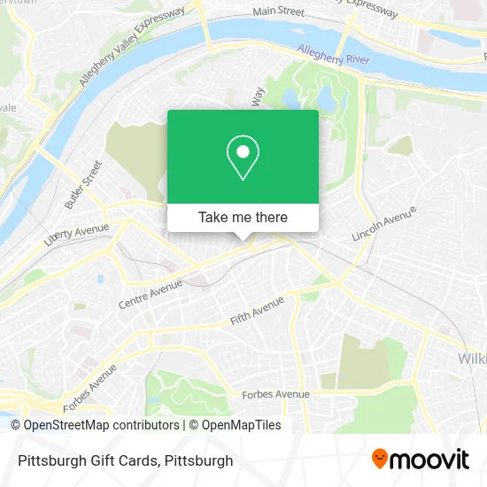 Pittsburgh Gift Cards map