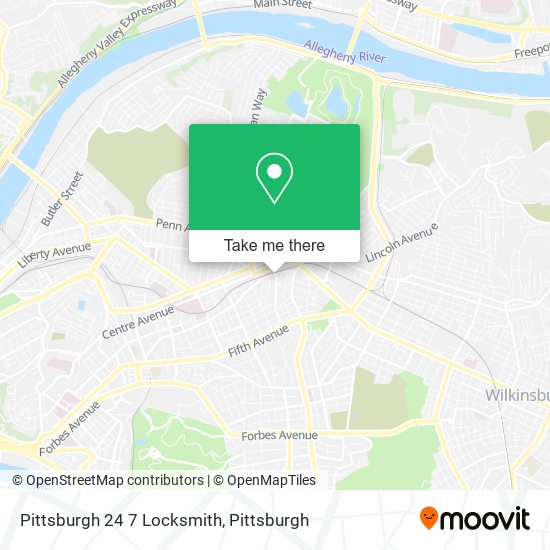 Pittsburgh 24 7 Locksmith map