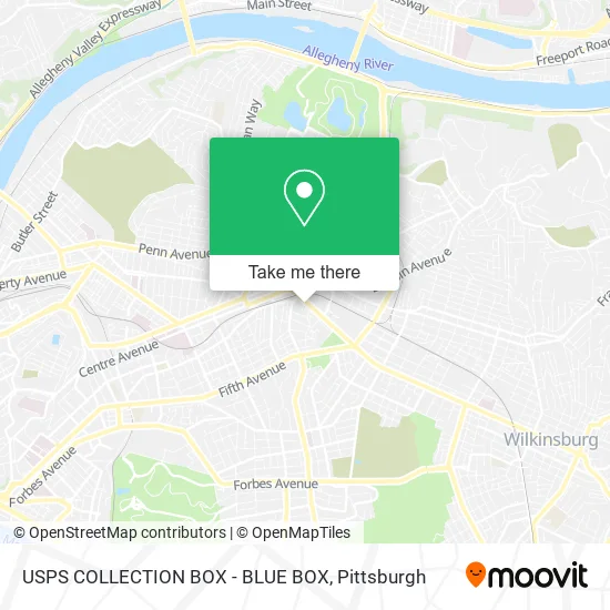 USPS COLLECTION BOX - BLUE BOX map