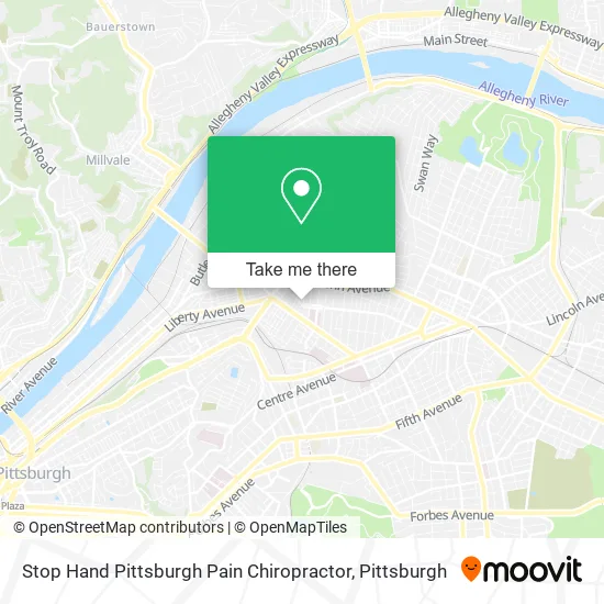 Stop Hand Pittsburgh Pain Chiropractor map