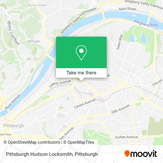 Pittsburgh Hudson Locksmith map