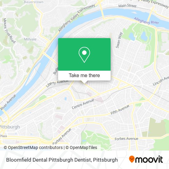 Mapa de Bloomfield Dental Pittsburgh Dentist