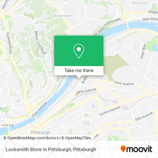 Locksmith Store In Pittsburgh map