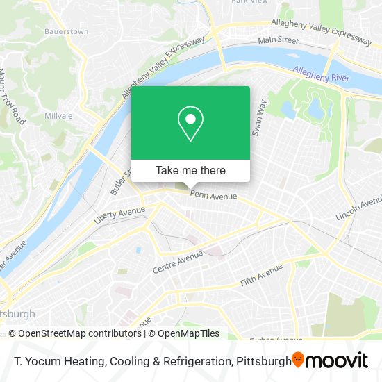 Mapa de T. Yocum Heating, Cooling & Refrigeration