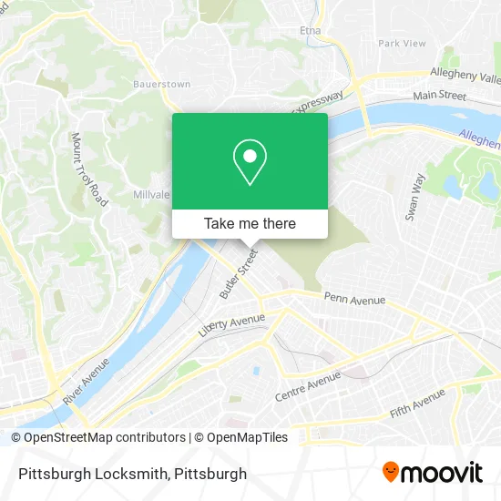 Pittsburgh Locksmith map