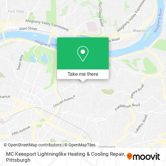 MC Keesport Lightninglike Heating & Cooling Repair map