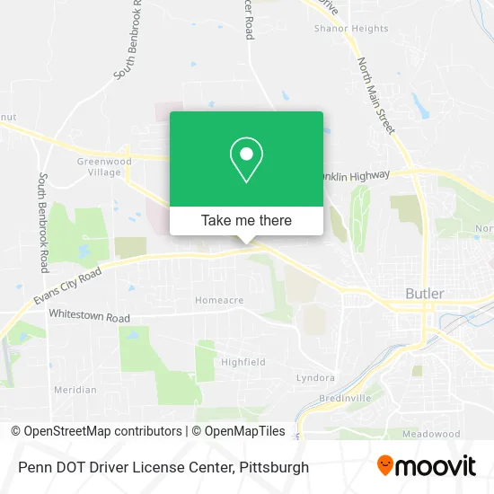 Penn DOT Driver License Center map