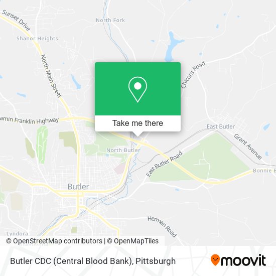 Butler CDC (Central Blood Bank) map