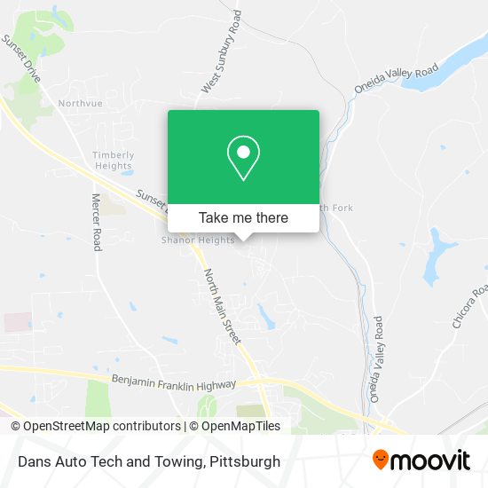 Dans Auto Tech and Towing map