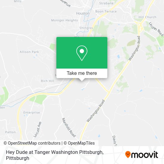 Hey Dude at Tanger Washington Pittsburgh map