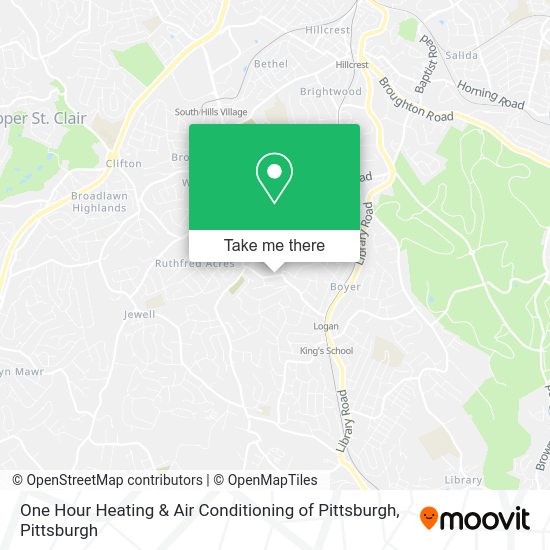 One Hour Heating & Air Conditioning of Pittsburgh map