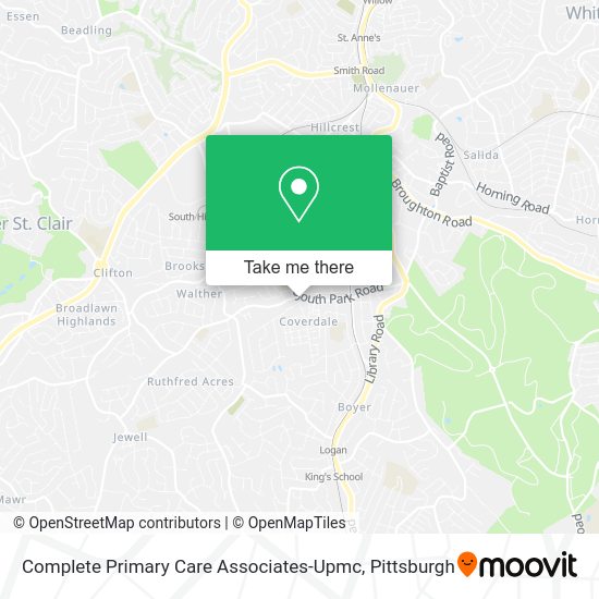 Mapa de Complete Primary Care Associates-Upmc