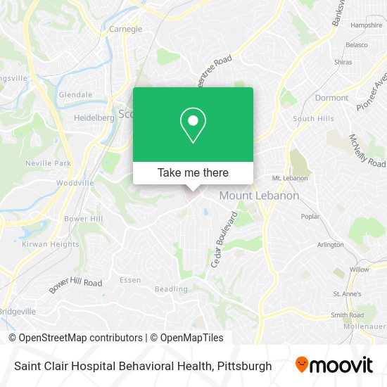 Saint Clair Hospital Behavioral Health map