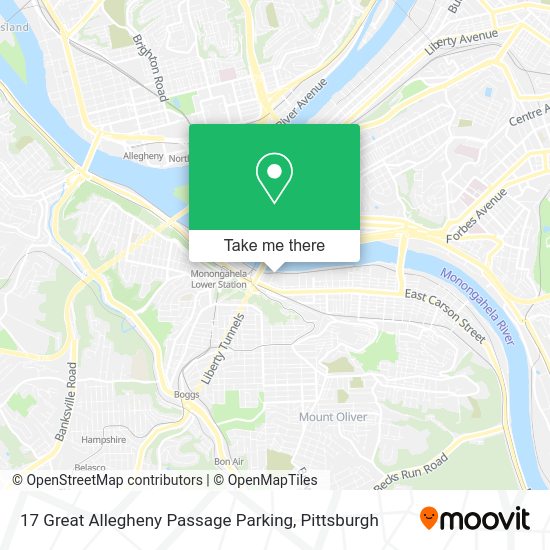 Mapa de 17 Great Allegheny Passage Parking