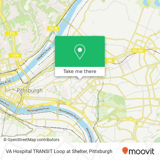 VA Hospital TRANSIT Loop at Shelter map