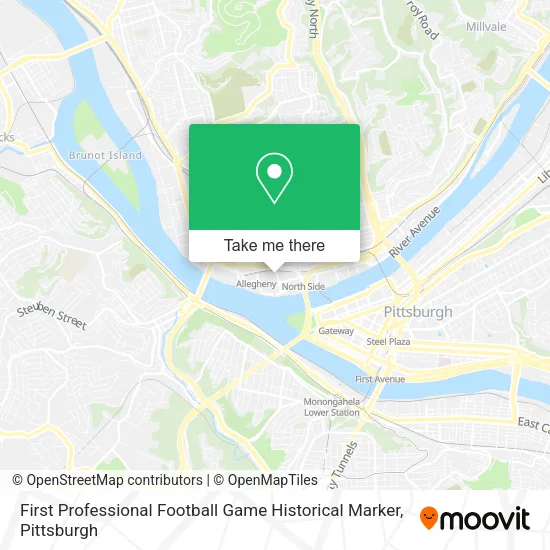 First Professional Football Game Historical Marker map