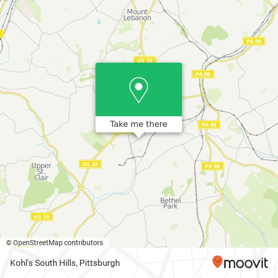 Mapa de Kohl's South Hills