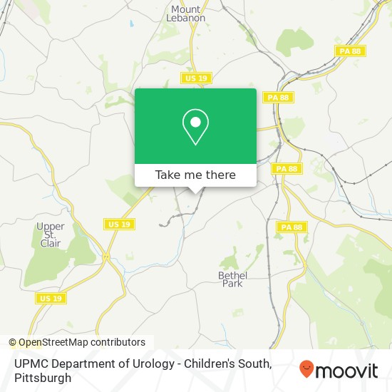 Mapa de UPMC Department of Urology - Children's South