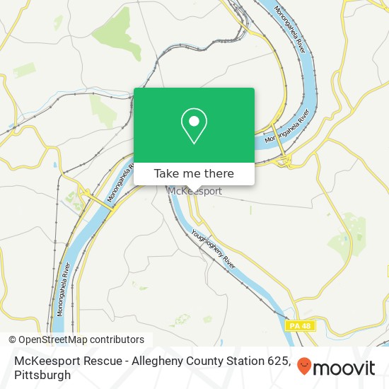 McKeesport Rescue - Allegheny County Station 625 map