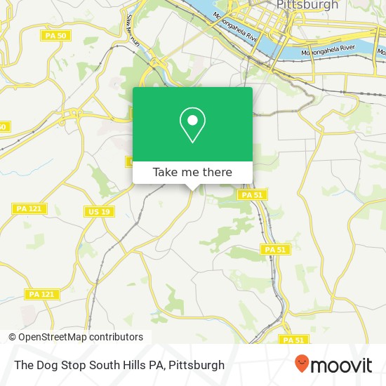 The Dog Stop South Hills PA map
