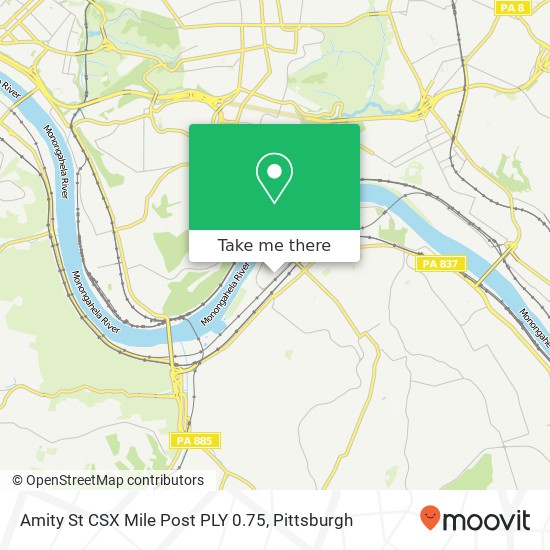 Mapa de Amity St CSX Mile Post PLY 0.75