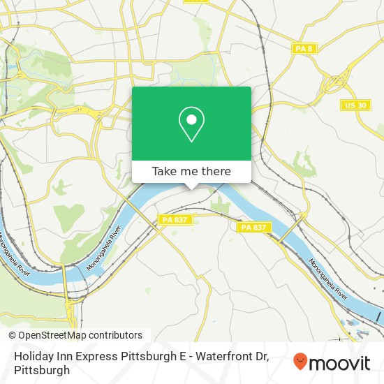 Mapa de Holiday Inn Express Pittsburgh E - Waterfront Dr