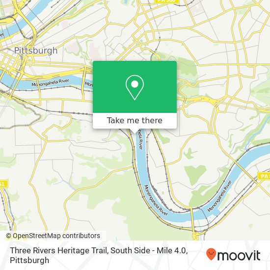 Mapa de Three Rivers Heritage Trail, South Side - Mile 4.0