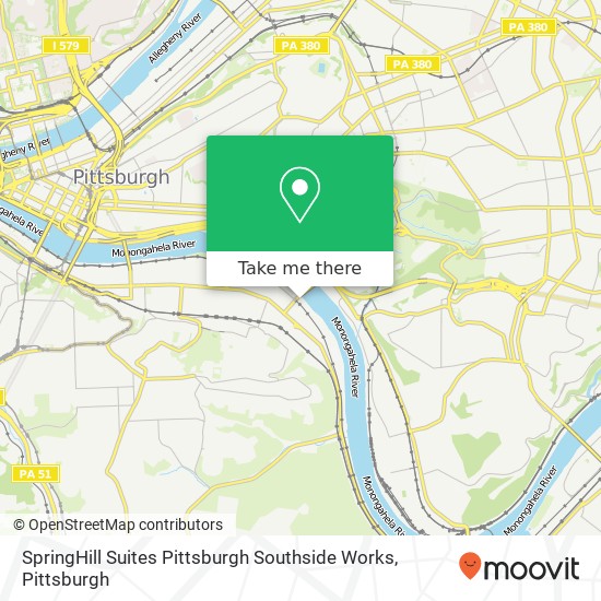 SpringHill Suites Pittsburgh Southside Works map