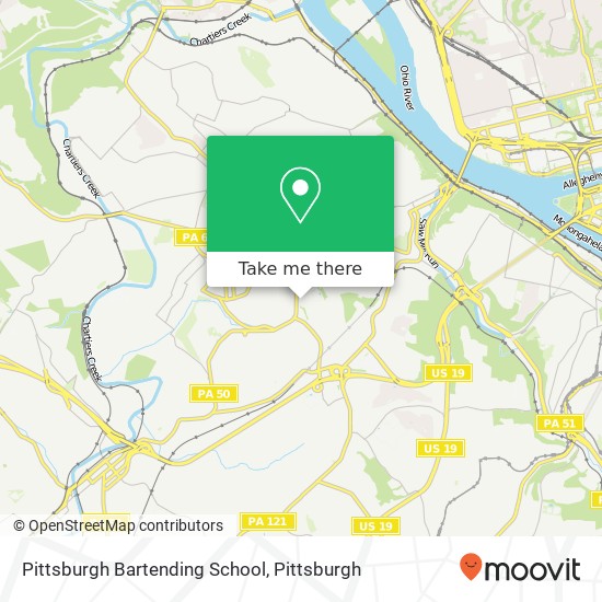 Mapa de Pittsburgh Bartending School