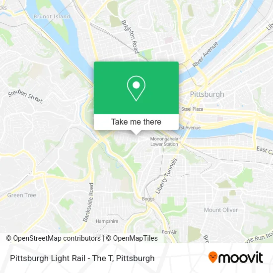Mapa de Pittsburgh Light Rail - The T